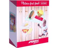 FERRY- Plateau Fast Food en Bois, 320101, Marron