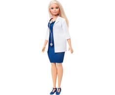 Barbie Métiers poupée docteur blonde avec stéthoscope, jouet pour enfant, FXP00