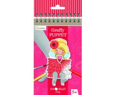 Avenue Mandarine GY007O - Un carnet à spirale Graffy Puppet 24 marionnettes à doigts pré-découpées à colorier 12x12 cm 250g (12 designs x2), Fées