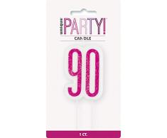 Unique Party- Bougie, 83899, Rose/argenté