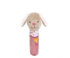 Nattou Hochet Stick Chien Lali avec Couinements, Iris et Lali, 16 x 10 x 7 cm, Beige/Rose