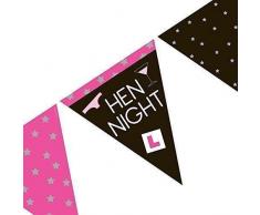 Gifts 4 All Occasions Limited SHATCHI-368 Lot de 2 fanions triangulaires en papier 3,7 m Idéal pour enterrement de vie de jeune fille Rose/noir/blanc