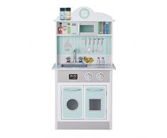 Teamson Kids- Little Chef Ensemble de Jeu de Cuisine en Bois, TD-12385M, Menthe et Gris