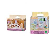 Sylvanian Families - 5020 - Ensemble Toilettes - Mini-Poupée & Baby High Chair Families Chaise Haute pour Bébé, 5221, Pas de Variations