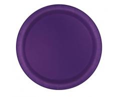 Unique Party - 3304 - Paquet de 8 Assiettes en Carton - 18 cm - Violet Intense