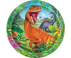Unique Party 58315 - Assiettes en Carton - 23 cm - Fête à thème des Dinosaures - Paquet de 8
