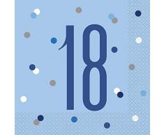 Unique Party- Serviettes de table en papier, 83555, Bleu/argenté