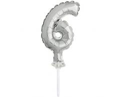 Unique Party- Décoration pour gâteau, 57256, Silver