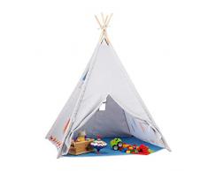 Relaxdays jeu pour enfants Tipi intérieur extérieur tente indiens, 10022461, Gris