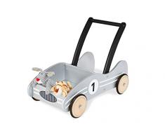 Pinolino Kimi Poussette en Bois avec système de freinage et Roues en Bois caoutchoutées pour Enfants de 1 à 6 Ans Argenté