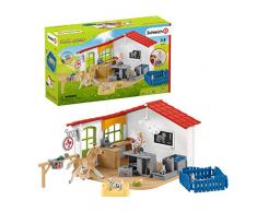 Schleich- Playset Cabinet vétérinaire avec Animaux Farm World, 42502, Multicolore
