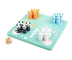 Small Foot 11462 Ludo Ours en Bois, Jeu de société des Petits Chevaux coloré avec Figurines danimaux Jouets, Multicolore