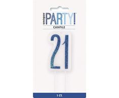 Unique Party- Bougie, 83879, Bleu/argenté