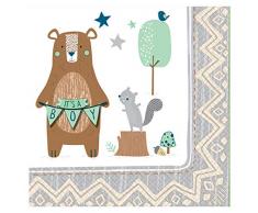 Amscan International 502164 Serviettes de table en papier et plastique Motif ourson