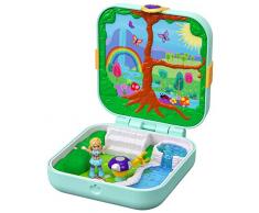 Polly Pocket Coffret Secret La Forêt Enchantée, mini-figurine, accessoires, autocollants et 3 surprises cachées, jouet enfant, GDK79