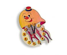 Dida – Horloge Murale en Bois Enfant – Méduse – Horloge en Bois pour Chambre denfant