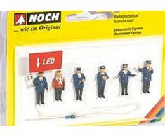 Noch - 17540 - Modélisme - Matériaux De Surface - Personnel De Chemin De Fer 5 Figurines + 1 Figurine avec LED