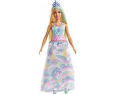 Barbie Dreamtopia poupée Princesse Blonde avec une Mèche Bleue, une Tenue Arc-En-Ciel et un Diadème, jouet pour enfant, FXT14