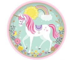 Amscan International Lot de 8 assiettes en carton Motif licorne 22,8 cm