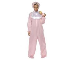 Smiffys Costume grenouillère bébé, rose, avec combinaison en polaire, bonnet et bavoir