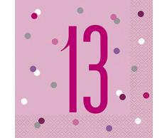 Unique Party- Serviettes de table en papier, 83565, Rose/argenté