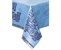 Unique Party 28453 - Nappe en Plastique dAnniversaire Glitz Bleue, de 2.13 m x 1,37 m