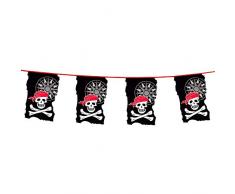 Boland 74183 – Guirlande de fanions Pirate, Longueur 4 m, tête de Mort, décoration Suspendue, Guirlande, Anniversaire, décoration de fête, Vaisselle de fête, fête à thème, Carnaval