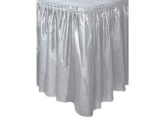 Unique Party - 50063 - Jupe de Table en Plastique - 4,2 m - Argent