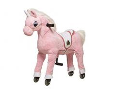 animal riding ARU009S Cheval déquitation Licorne Small pour Enfants à partir de 3 Ans, Couleur Rose, Hauteur de Selle 49 cm, avec roulettes