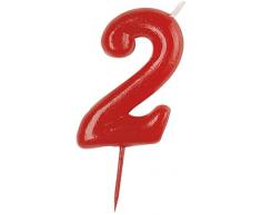Dekora-345172 Bougie dAnniversaire Traditionnelle Numéro 1 345172, Rouge