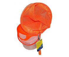Idena 40082 – Poisson Poubelle avec Anse, Épuisette télescopique, Orange