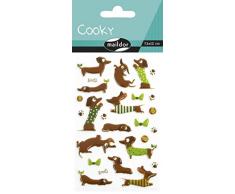 Maildor CY097O - Un sachet de gommettes 3D Cooky 1 planche 7,5x12cm, Teckels (26 stickers)