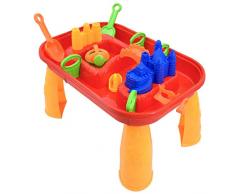 deAO – Table de Jeu pour Enfant Imitation Sable et Eau avec 12 Accessoires, créateur de Vagues et couvercles Inclus