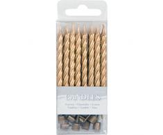 Lot de 16 bougies à gâteau Couleur dorée Décoration pour cupcakes, muffins et tartes