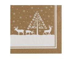 Neviti Winter Wonderland Lot de 16 serviettes de table en métal Motif cerf doré
