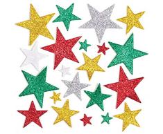 Baker Ross Autocollants étoiles de Noël en Mousse (Paquet de 150) - Loisirs créatifs festifs pour Enfants