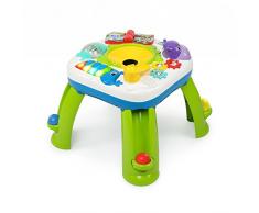 Bright Starts, Table d’Activité Multilingue (anglais, espagnol, français, allemand)-plus de 60 chansons et activités d’éveil, clavier musical, 6 boules colorées, livre interactif, animaux sonores