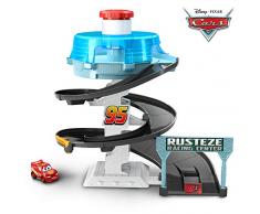 Disney Pixar Cars Circuit Spirale Rust-Eze pour Mini Racers, petite voiture miniature Flash McQueen incluse, jouet pour enfant à partir de 4 ans, FYN86