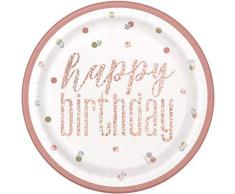 Unique Party- Assiettes en Carton, 84891, Rose Gold