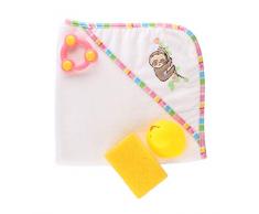 Heless 279 Cape de Bain à Capuche pour poupées, Peluche, Accessoires Inclus 48 x 48 cm, Multicolore