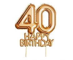 Neviti Glitz & Glamour-Cake Topper-Gold-Age 40 Décoration pour gâteau 773611