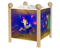 TROUSSELIER - Ninon Sirène - Veilleuse - Lanterne Magique - Idéal Cadeau de Naissance - Dessin animé - Point de Lumière rassurant - Couleur Bois Naturel - Ampoule 12V 10W inclue - Prise Electrique UK