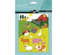 Maildor AE128O - Un sachet de gommettes Sweety comprenant une planche décor 21x14,8 cm et 30 stickers en feutrine, Ferme