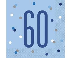 Unique Party- Serviettes de Table en Papier, 83560, Bleu/argenté