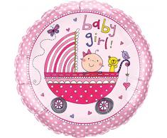 Qualatex 50294 Re-baby Fille Poussette rond Ballon en aluminium, 45,7 cm