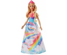 Barbie Dreamtopia poupée princesse Arc-en-ciel blonde et robe multicolore, jouet pour enfant, FJC95