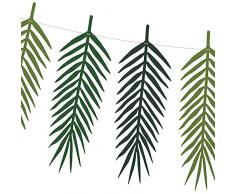PartyDeco GLP1 Guirlande de Feuilles de Palmier en Carton pour fêtes à thème Tropical Hawaii Vert