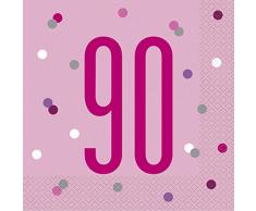 Unique Party- Serviettes de Table en Papier, 83575, Rose/argenté