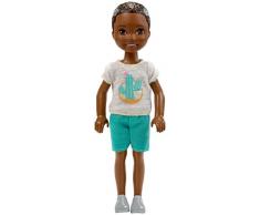 Barbie Famille mini-poupée Chelsea garçon avec tee-shirt cactus, jouet pour enfant, FHK94