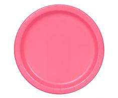Unique Party - 31250 - Paquet de 16 Assiettes en Carton - 21,9 cm - Rose Vif
